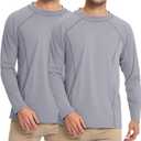 Bombrooster 2 Pack UPF 50+ Mens Swim Shirt Long Sleeve Rash Guard – Moisture Wicking, Cooling Nylon for Sun Protection & Outdoor Activities Light Gray, Size: Small