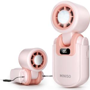 MINISO Handheld Fan, 2400 mAh Rechargeable, 3 in 1 USB Small Portable Turbo Fan, 5-Speed, Foldable with Ice Cooler, Max 8 H Cooling Personal Fan for Travel, Office, Subway, Shopping, Camping
