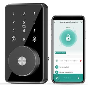 MOUSETRO Smart Lock, 4-in-1 Keyless Entry Door Lock for Front Door, Digital Door Lock with Keypad, Bluetooth Smart Deadbolt, App Control (Pitch-Black)