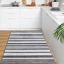 3x5 Area Rug for Bedroom, Washable Stripe Rugs with Non-Slip Backing for Living Room, Indoor Low-Pile Throw Carpet for Kitchen Dining Room Laundry Office Home Decor, Blue