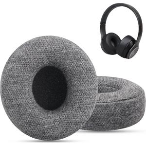 Gvoears Replacement Ear Pads for Beats Solo 3, Ear Cushions for Beats Solo 2 & Solo 3 Wireless/Wired On-Ear Headphone Earpads, Ear Cups with Stronger 3M Adhesive, Added Thickness & Velvet Fabric (Gray Velour)