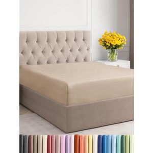 Cal King Fitted Bed Sheet - Bottom Single Fitted Sheet Only - Ultra-Soft Hotel Luxury Bedding w/ 8-16 Inch Deep Pockets - Breathable, Cooling & Wrinkle Free - Easy-Fit, Fade & Shrink Resistant - Cream
