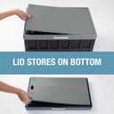 CleverMade Collapsible Storage Bins with Lids (62L, 3 Pack) Heavy Duty Foldable Plastic Storage Crates for Garage, Closet & Trunk Organization - Ocean