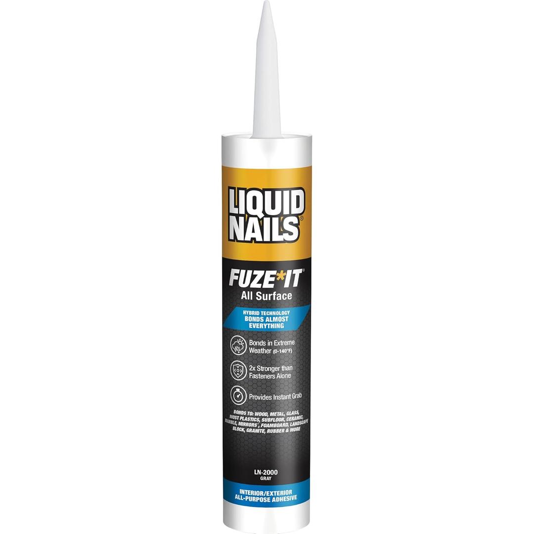 2 x Liquid Nails 56198673380 LN-2000 FuzeIt All Surface Construction Adhesive (9-Ounce) , Gray