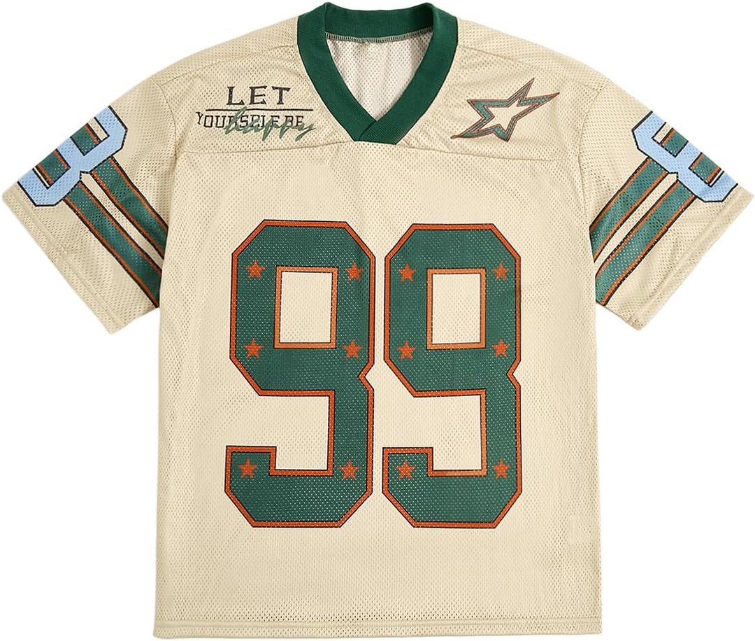 SOLY HUX Mens Jersey Y2k Baggy Shirts Graphic Tees Oversized V Neck Tshirts Summer Tops (Medium)