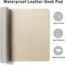 Aothia Faux Leather Desk Mat Large Mouse Pad, Non-Slip PU Leather Blotter, Waterproof Writing Surface for Office and Home (Beige, 47.2" x 23.6")