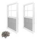 2 Pack Shed Window, 12 x 18 Flush Mount Window with Tempered Glass and Fiberglass Screen for Shed, Chicken Coop, Playhouse, Household, Garage