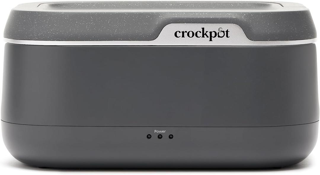Crock-Pot 28-Ounce Mini Electric Heated Lunch Box, Portable Food Warmer, Perfect for Travel, Car, On-the-Go, Keeps Food Warm, Spill-Free, Dishwasher-Safe, Ideal Gift for Men and Women, Gray (3.5 Cups)
