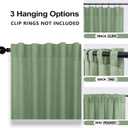 Mrs.Naturall Sage Green 36x54 Inches Long Back Tab Linen Blend Sheer Curtains