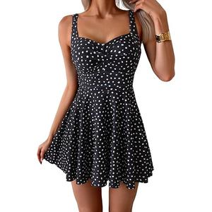 B2prity One Piece Swimdress Swimsuit for Women Tummy Control Wrap Swim Dress Modest Ruched Skirt Bathing Suit (2XL )