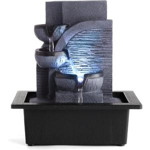 WICHEMI Tabletop Water Fountain with LED Lights Indoor Waterfall Fountains Relaxing Water Feature Indoor Fountains Zen Meditation Desktop Fountain for Home Office Bedroom Decor (Style 6)