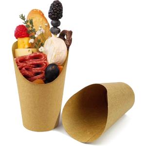 CAMKYDE 50 Pcs French Fries Holder, 12oz Disposable Paper French Fry Cups Charcuterie Cups for all Occasions (12oz) (Brown)