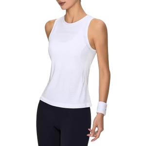 Ukaste Women's Lightweight Seamless Workout Tank Top - Breathable Running Gym Yoga Athletic Sleeveless Shirts (White), Size 6