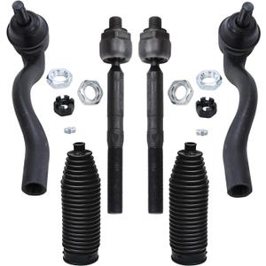 Detroit Axle - Front 6pc Tie Rods Kit for 11-15 Jeep Grand Cherokee Dodge Durango, 4 Tie Rods 2 Rack & Pinion Boots w/Bellows & Locking C-Clamps 2011 2012 2013 2014 2015 Replacement