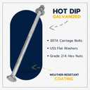 5/8" x 14" (25 pk) Hot Dip Galvanized 307A Carriage Bolt, Washer, Nut Kit by Makers Bolt