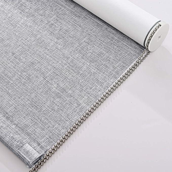 Persilux 100% Blackout Roller Shades Striped Jacquard Blinds for Windows (72" H x 28" W, Grey) Thermal Insulated Fabric UV Protection Privacy Window Shades for Home Office, Easy to Install