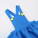 Brothers Costume for Girls Dress up Halloween Cosplay Outfit with Hat (110(3-4T), Blue)