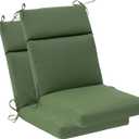 QILLOWAY High Back Outdoor Rocking Chair Cushions Set of 2, Weather Resistant Foam Patio Chair Cushions, Dark Green, Foam High Back Chair Cushion-2counts