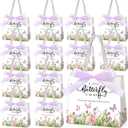 Spakon 25 Pack Butterfly Baby Shower Favors Gift Bags Goodie Bags with Handles and Bow Ribbon for Baby Shower Return Gift