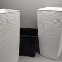 Mueller M-Resin Heavy Duty Tall Planters for Outdoor Plants, Indoor Grande Plant Pots, Boxes, Trees, Flower Pots, 2-Piece Set, 24, Modern Design, Built-in Drainage, Front Porch Decor, White