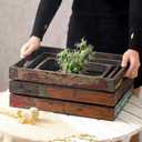 TIMRIS Set of 3 Rustic Distressed Wood Nesting Crates, Farmhouse Decorative Wooden Storage Boxes, Large Vintage Reclaimed Wood Baskets for Display (Random)