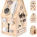 Potatomato Montessori Wooden Busy House - Busy Board Toy for Toddlers - Preschool Learning Educational Toys - Sensory Board for Fine Motor Skills, Gifts for Babys Boys & Girls