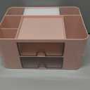 Marbrasse Pen Organizer with 2 Drawer, Multi-Functional Pencil Holder for Desk, Desk Organizers and Accessories with 5 Compartments + Drawer for Office Art Supplies (Pink)