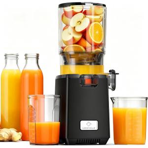 LINKChef Cold Press Juicer – 250W Juicer Machines, 5.12" Large Feed Chute for Whole Fruits & Vegetables, 60oz Slow Juicer Family Size, Easy to Clean | BPA-Free | Juice Recipes