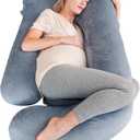 Cute Castle Pregnancy Pillows, Soft U-Shape Maternity Pillow with Removable Cover - Full Body Pillows for Adults Sleeping - Pregnancy Must Haves - Jumbo 57 Inch - Grey