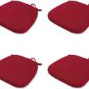 Chair Cushion with Ties for Dining Chairs - Memory Foam Non Slip Kitchen Chair Pad and Dining Seat Cushion with Machine Washable Cover Set of 4 [16.5 x 16.2 Inches] (Red, 4)