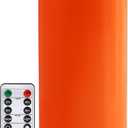 Pack of 1 NURADA 8" x 4" Large Outdoor Flameless Candles - Waterproof LED Pillar Flickering Candle Battery Operated with Timer Remote for Patio Porch Thanksgiving Fall Halloween Decor, Orange