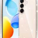 FNTCASE for Samsung Galaxy S25 Case: Military Grade Drop Protection Anti Yellowing Cell Phone Cover - Rugged Shockproof Protective Bumper Transparent Cases(Glitter)