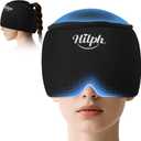 Hilph Migraine Relief Cap, Upgraded Odorless Headache Ice Cap with Top Coverage, 360 Gel Surround Head Ice Pack Mask for Migraine, Sinus, Stress, Frontal Headaches Relief Gift for Women Men, Black