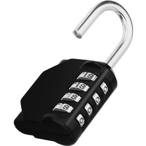 ZHEGE Padlock, Combination Lock 4 Digits, Outdoor Padlock Weatherproof for Gym Locker, Garden Fence Gate (Black) (1P)