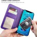Bocasal Wallet Case for iPhone 14 Plus, RFID Blocking Magnetic Flip Case with Card Slots Holder Kickstand Wrist Strap, PU Leather Folio Shockproof Protective Cover 6.7 Inch (Purple)