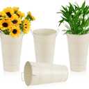 Notakia 12 Inch Large Galvanized Metal Vases Farmhouse French Flower Bucket Vases for Cut Flowers for Home Decor and Wedding Table Centerpiece Decorations (Large Beige 4Pcs)
