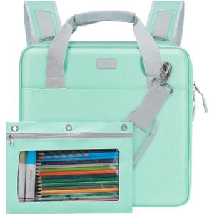 Realove 3 Inch 3 Ring Zipper Binder with Double Shoulder Strap & Handle - 3 D-Ring Binder with Zipper with Multi-Pocket (for 13 Laptop & Tablet and Smaller) for School-Light Blue(Pen not Included)