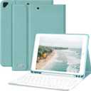 for iPad 9th Gen 2021 Case with Keyboard 10.2 inch, for iPad 8th Gen 2020/7th Gen 2019/Air 3/Pro 10.5 Keyboard Case, Detachable Wireless Bluetooth Keyboard with Pencil Holder for iPad 2021 9th (Seafoam)