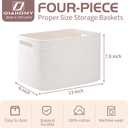 OIAHOMY 4 Pack Storage Baskets for Organizing, Cube Storage Bins for Shelves, Rectangle Storage Baskets With Handles, Woven Baskets for Storage, 12.7''Lx9''Wx7.8''H, White