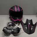 Youth Kids Motocross Helmet, Adult ATV Dirt Bike Helmet, Off-Road BMX 4-Wheeler Full Face Motorcycle Helmet W/Goggles Gloves & Mask, DOT Approved, Pink, L
