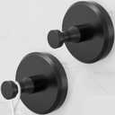 JUYSON Suction Cup Hooks for Shower, Towel Hooks for Bathrooms, Suction Hooks for Windows, Glass, Mirror, Tile, No Drill Shower Hooks for Hanging Loofah, Robe, Matte Black, 2 Pack