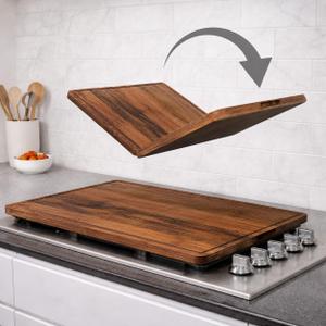 Extra Large Foldable Stovetop Cover Cutting Board Double-Sided 29" x 21" Collapsible Noodle Board XL Prep, Charcuterie & Sink Cover | Acacia Wood