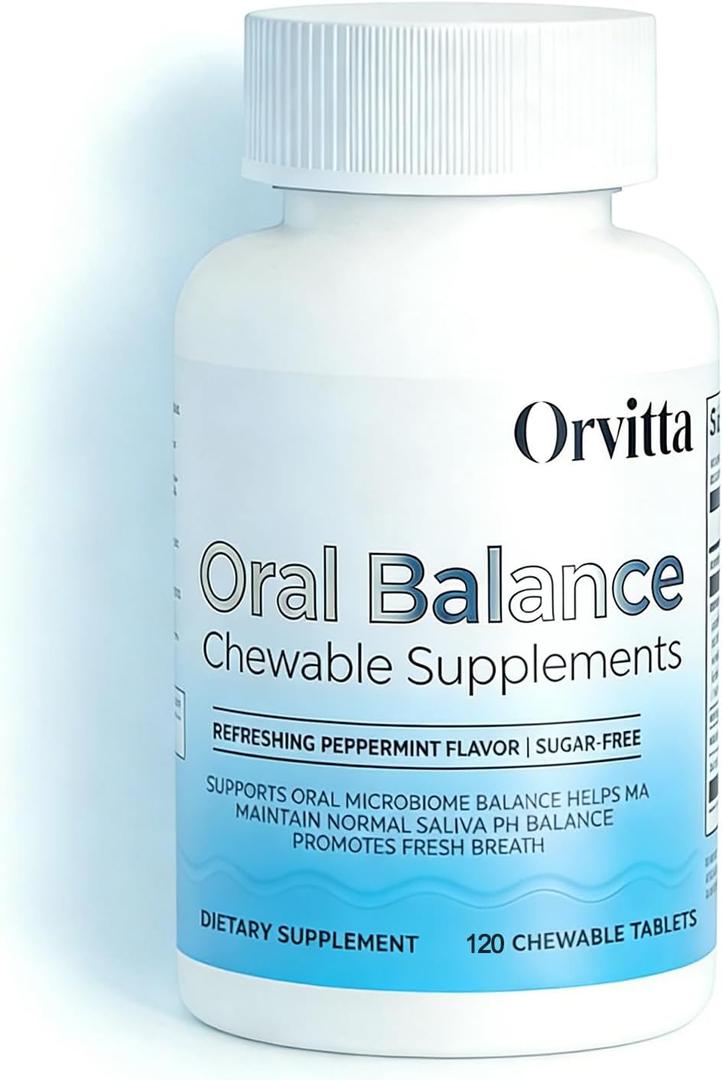 Orvitta Oral pH Balance Chewable Tablets, Breath Lab Oral Probiotic Sugar-Free, Refreshing Mint Flavor - Supports Oral microbiota, Saliva pH Balance, and Fresh Breath 120 Tablets