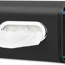 Lucrum Car Tissue Holder - Extra Large Tissue Holder for Car Seat Back - PU Leather Dispenser Fits for Regular Size Napkins Box - Jet Black