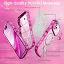 BENTOBEN for iPhone 17 Case Clear, [Compatible with MagSafe][Full Camera Protection][Cute Wave Frame][DIY Glitter Cardstock] Electroplated Wavy Shockproof 17 Phone Case 6.3" for Women, Hot Pink