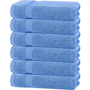 White Classic Wealuxe Light Blue Bath Towels 24x50 Inch, Cotton Towel Set for Bathroom, Hotel, Gym, Spa, Soft Extra Absorbent Quick Dry 6 Pack