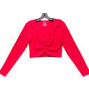 Girl's Classic Dance Crop Tops Gymnastic Ballet Wrap Shrug Sweater Long Sleeve Cotton Knot Front Dress Cardigan XS