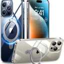 TORRAS Magnetic Ostand for iPhone 15 Pro Max Case, [Military Grade Drop Tested][Compatible with MagSafe][Build in Kickstand] Clear Slim Hard Back Soft Edge Anti-Fingerprint 6.7" 2023, Clear