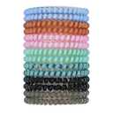 Candy Color Coil Hair Elastics, 14 Pcs Multicolor Medium Telephone Cord Plastic Hair Ties (7 Colors)