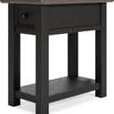 Signature Design by Ashley Tyler Creek Chair Side End Table, Plank-styled Top, Smooth-gliding Drawer, Wood, 14.13" W x 24.13" D x 24.13" H, Light Brown & Whitewash (Black)